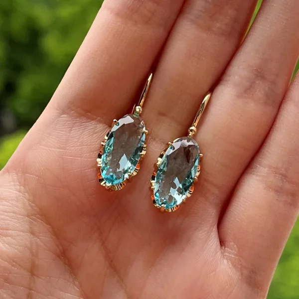 Classic Zircon Eight-Prong Tiktok Retro Fashion Palace Color Treasure Series Senior Ear Hook Buckle Earrings - Image 4