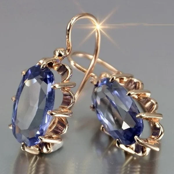 Classic Zircon Eight-Prong Tiktok Retro Fashion Palace Color Treasure Series Senior Ear Hook Buckle Earrings - Image 5