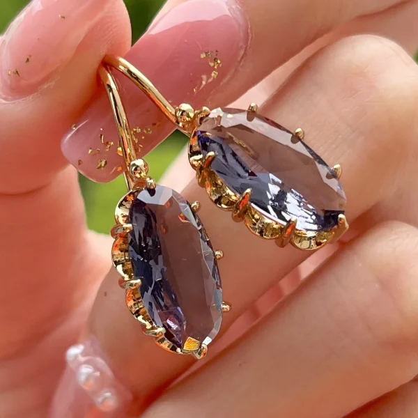 Classic Zircon Eight-Prong Tiktok Retro Fashion Palace Color Treasure Series Senior Ear Hook Buckle Earrings - Image 6