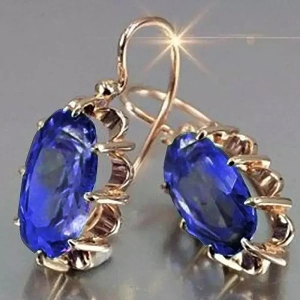 Classic Zircon Eight-Prong Tiktok Retro Fashion Palace Color Treasure Series Senior Ear Hook Buckle Earrings - Image 8
