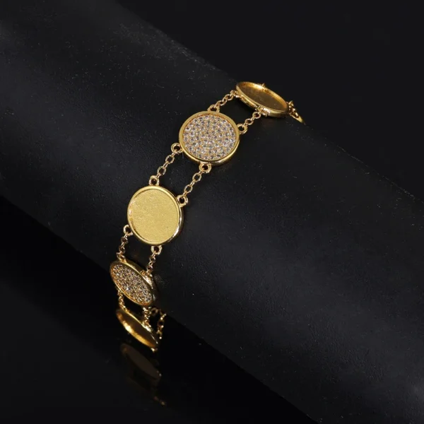 Classic Bling Popular Round Zircon Copper Cz Paved Heart Bracelet - Image 4