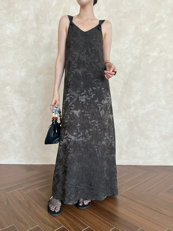 Colorblock Spliced Printed V Neck Sleeveless Loose Temperament Basics Dresses - Image 4