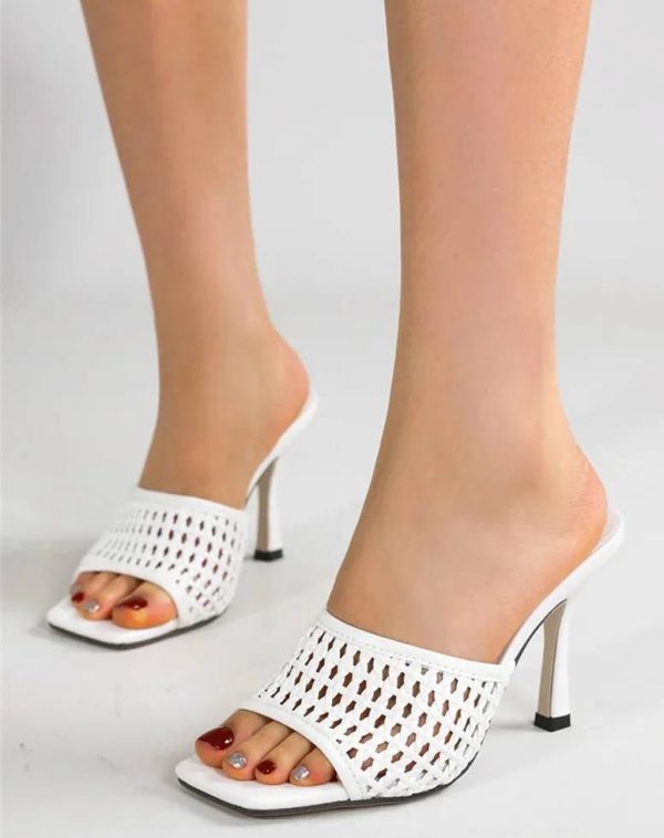 Comfort Outdoor Open Toe Square Thin Slide Heeled Sandals