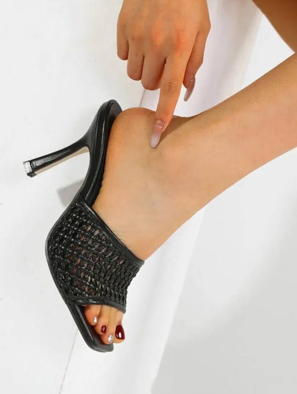Comfort Outdoor Open Toe Square Thin Slide Heeled Sandals - Image 9