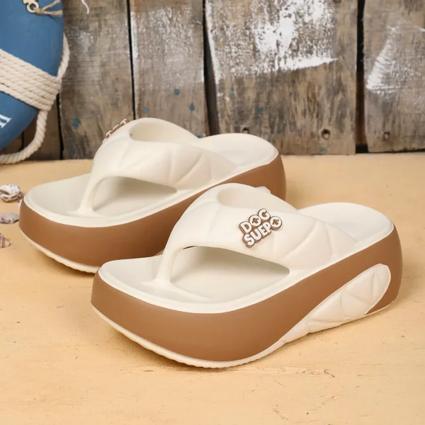 Comfortable Lightweight Shallow Outdoor Beach Style Platform Flip Flops Slippers - Image 6