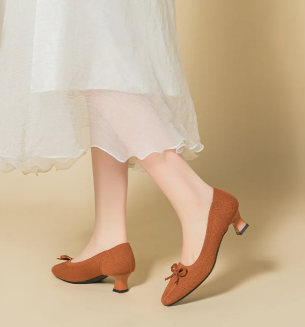 Comfortable Pointed Knitting Breathable Anti-Skid Rubber Soled High Heels - Image 7