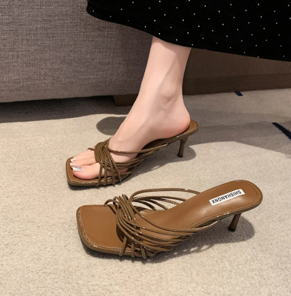 Concise Narrow Band Thin Mules Slide Evening Party High Heels Sandals - Image 11
