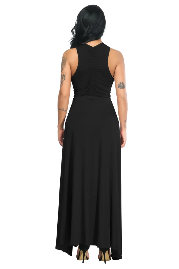 Cross Strap Off Shoulder Solid Color Split Asymmetrical Party Club Dress - Image 2