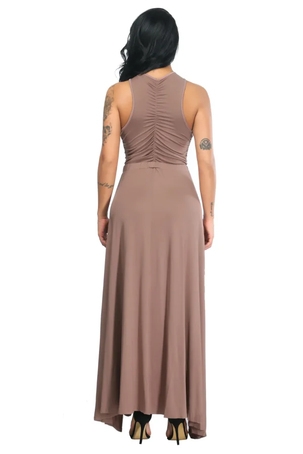Cross Strap Off Shoulder Solid Color Split Asymmetrical Party Club Dress - Image 8