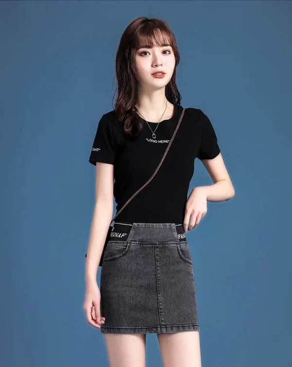 Cute Denim High Waist Coquette Mini With Pocket Chubby Jeans Skirts
