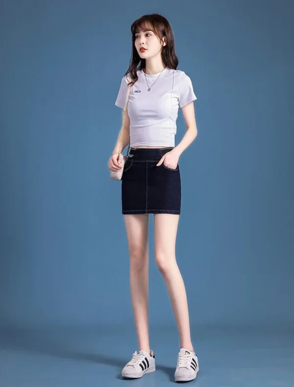 Cute Denim High Waist Coquette Mini With Pocket Chubby Jeans Skirts - Image 12