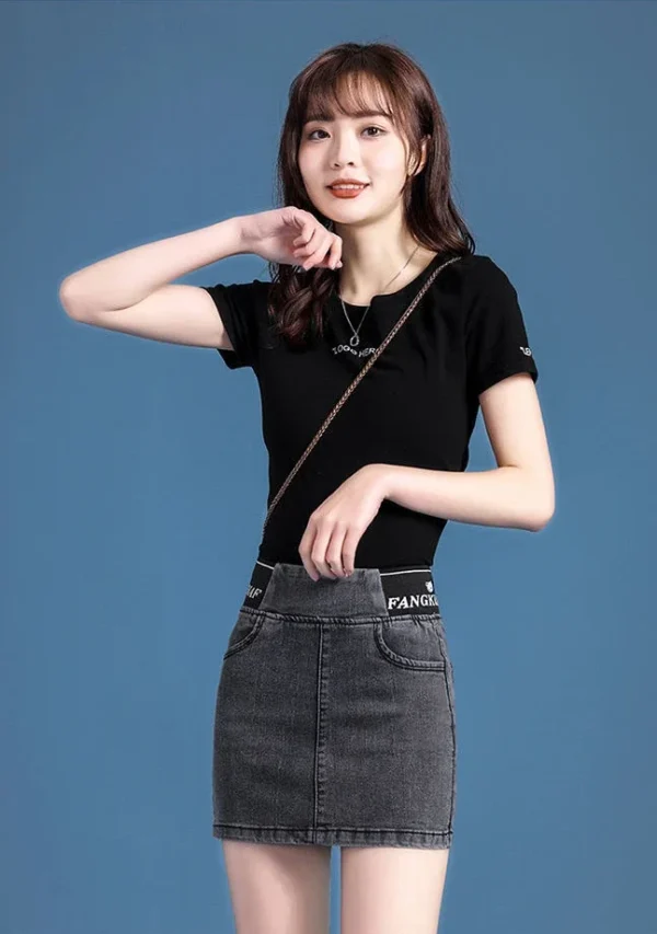 Cute Denim High Waist Coquette Mini With Pocket Chubby Jeans Skirts - Image 3