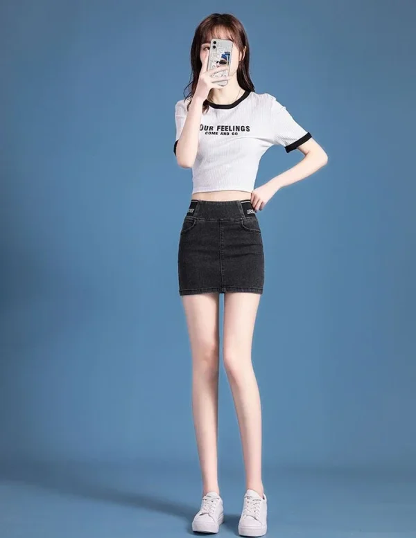 Cute Denim High Waist Coquette Mini With Pocket Chubby Jeans Skirts - Image 6