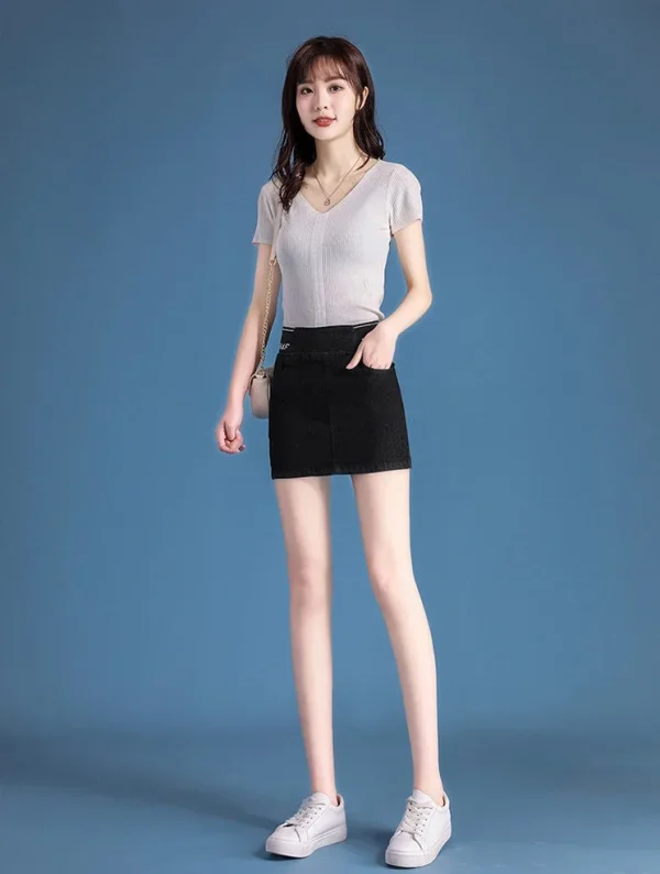 Cute Denim High Waist Coquette Mini With Pocket Chubby Jeans Skirts - Image 9