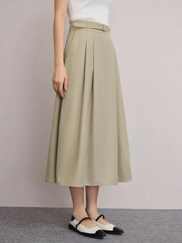 Design V-neck Shirt A-line Puff-sleeved Shirt Top And Skirt 2 Piece Suit - Image 6