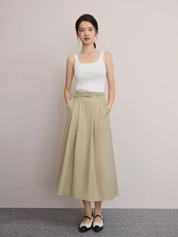 Design V-neck Shirt A-line Puff-sleeved Shirt Top And Skirt 2 Piece Suit - Image 2