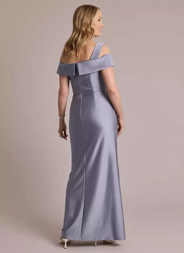 Designed Neckline Sleeveless Ball Gown Pleated Floor-Length Dresses - Image 6