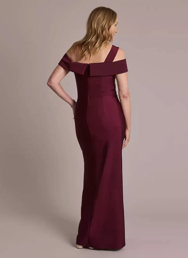 Designed Neckline Sleeveless Ball Gown Pleated Floor-Length Dresses - Image 2