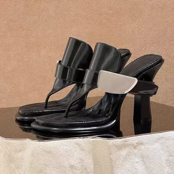 Formal Designer Clip Toe Chunky Flip Flops High Heels Sandals - Image 11