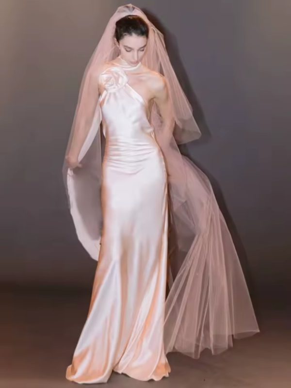Elegant Artistic Halter Sleeveless Dress Wedding Party Evening Gown - Image 5
