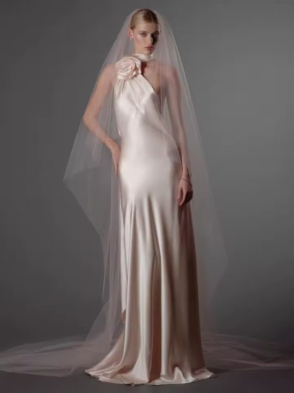 Elegant Artistic Halter Sleeveless Dress Wedding Party Evening Gown - Image 3