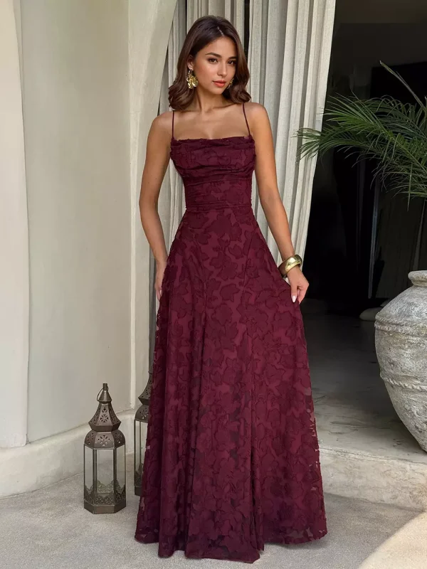 Elegant Backless Design Open Shoulder Events Maxi Slip Dress