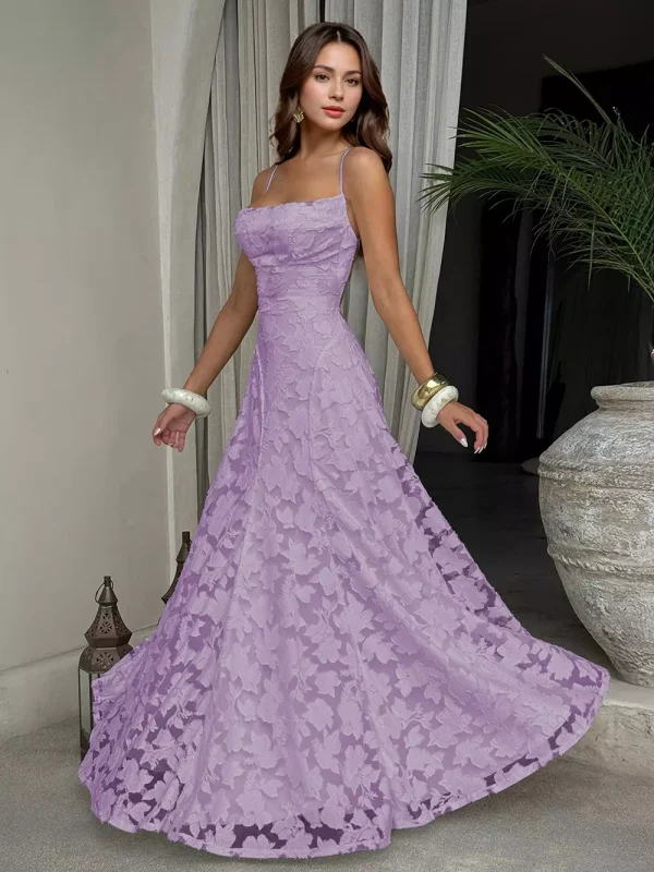 Elegant Backless Design Open Shoulder Events Maxi Slip Dress - Image 8
