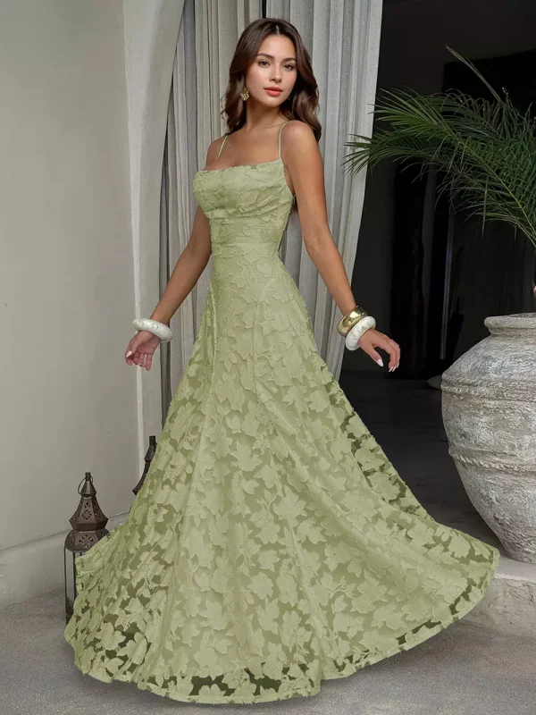 Elegant Backless Design Open Shoulder Events Maxi Slip Dress - Image 9