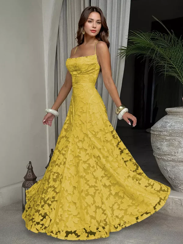 Elegant Backless Design Open Shoulder Events Maxi Slip Dress - Image 10