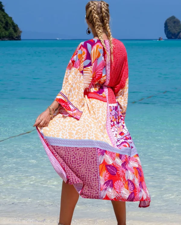 Retro Beach Style Kimono for Sea Boho Cover up Long Swimsuit - Image 5
