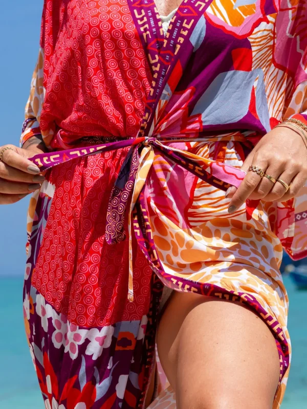 Retro Beach Style Kimono for Sea Boho Cover up Long Swimsuit - Image 8