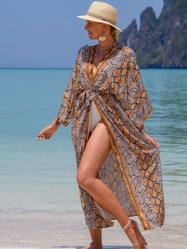 Casual Beach Style Kimono for Sea Boho Cover up Long Swimsuit - Image 4