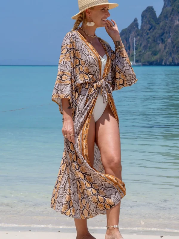Casual Beach Style Kimono for Sea Boho Cover up Long Swimsuit - Image 2