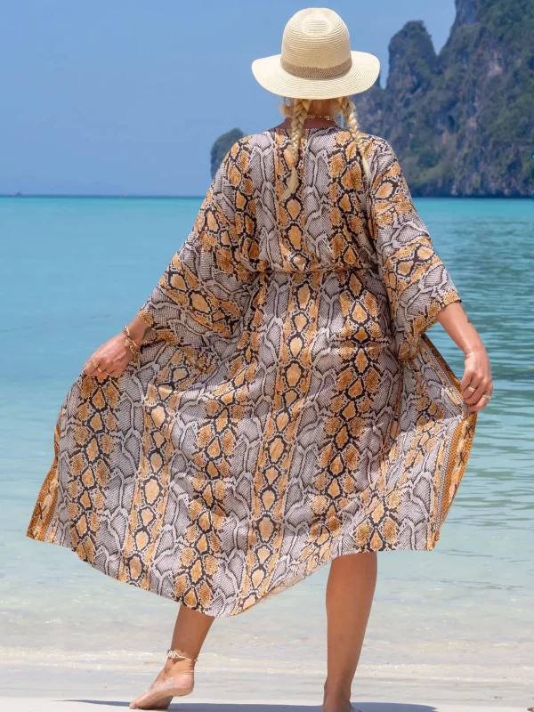 Casual Beach Style Kimono for Sea Boho Cover up Long Swimsuit - Image 7