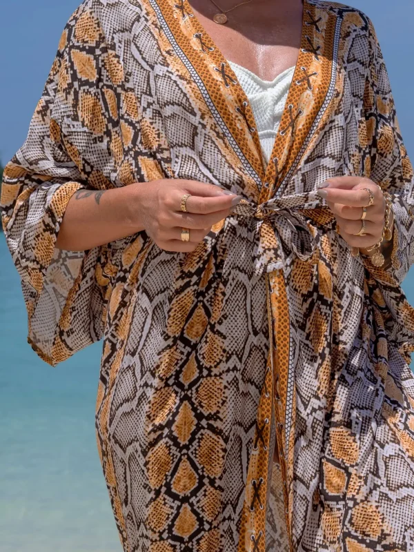 Casual Beach Style Kimono for Sea Boho Cover up Long Swimsuit - Image 5