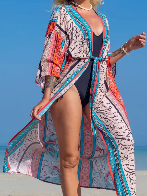 Elegant Beach Style Kimono for Sea Boho Cover up Long Swimsuit - Image 4