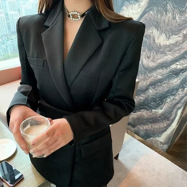 Elegant Chic Office Style High End Waist Slight Stretch Slim Blazer - Image 3