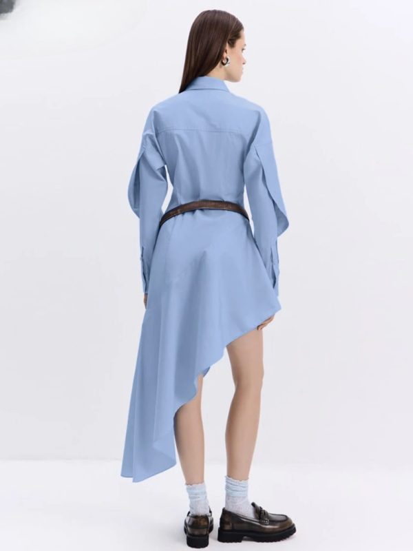 Elegant Classic Irregular Casual Lapel Long Sleeve Midi Dresses - Image 4
