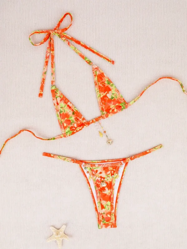 Elegant Color Beach Style Coded Lace Up Spandex Swimsuit - Image 2