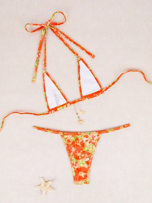 Elegant Color Beach Style Coded Lace Up Spandex Swimsuit - Image 5