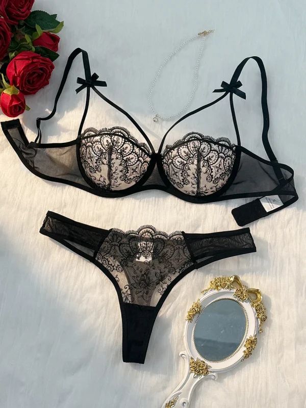 Elegant Comfortable Lightweight Bow Semi Transparent 2-Piece - Image 4