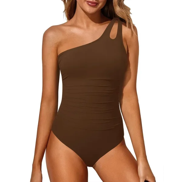 Elegant Comfortable One Shoulder Tummy Control Bathing Suits One Piece - Image 12