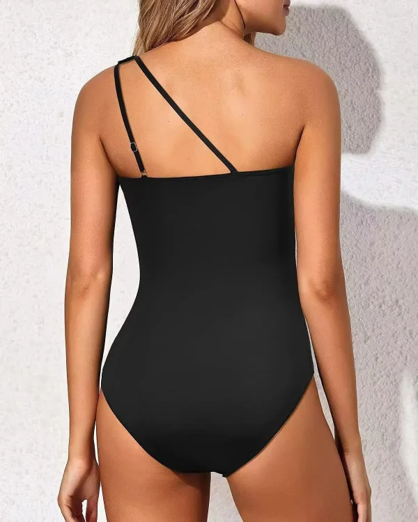 Elegant Comfortable One Shoulder Tummy Control Bathing Suits One Piece - Image 3