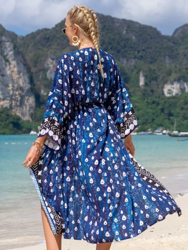 Elegant Cotton Kimono for Sea Boho Cover up Long Swimsuit - Image 7