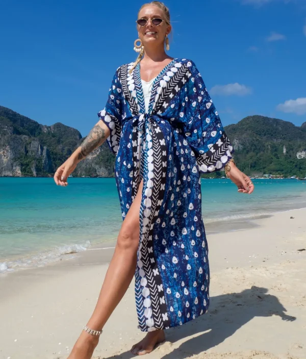 Elegant Cotton Kimono for Sea Boho Cover up Long Swimsuit - Image 4