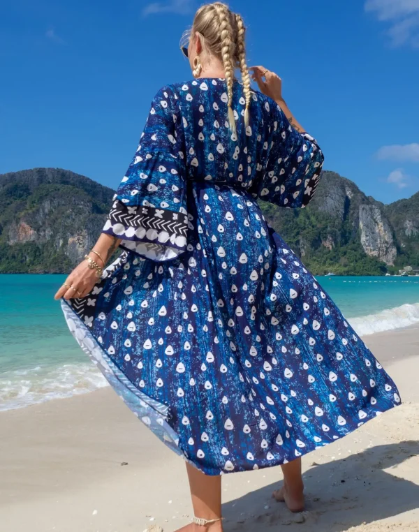 Elegant Cotton Kimono for Sea Boho Cover up Long Swimsuit - Image 6