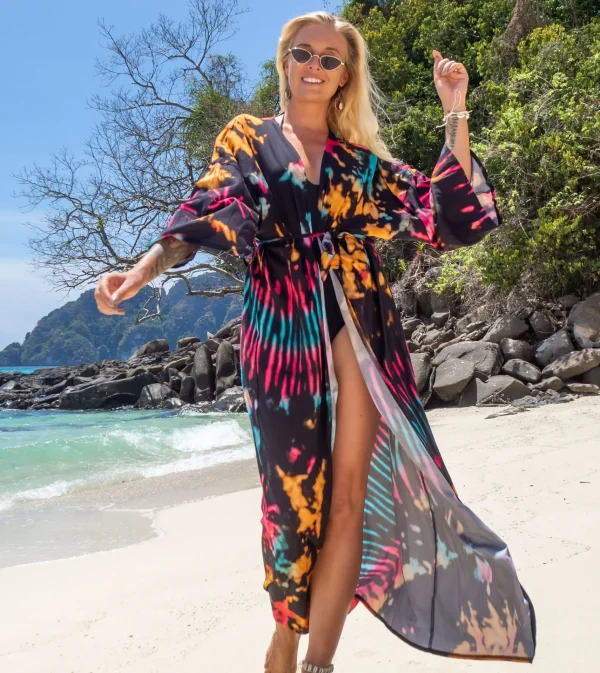 Elegant Cover Up Printed Kimono for Sea Boho Cover up Long Swimsuit