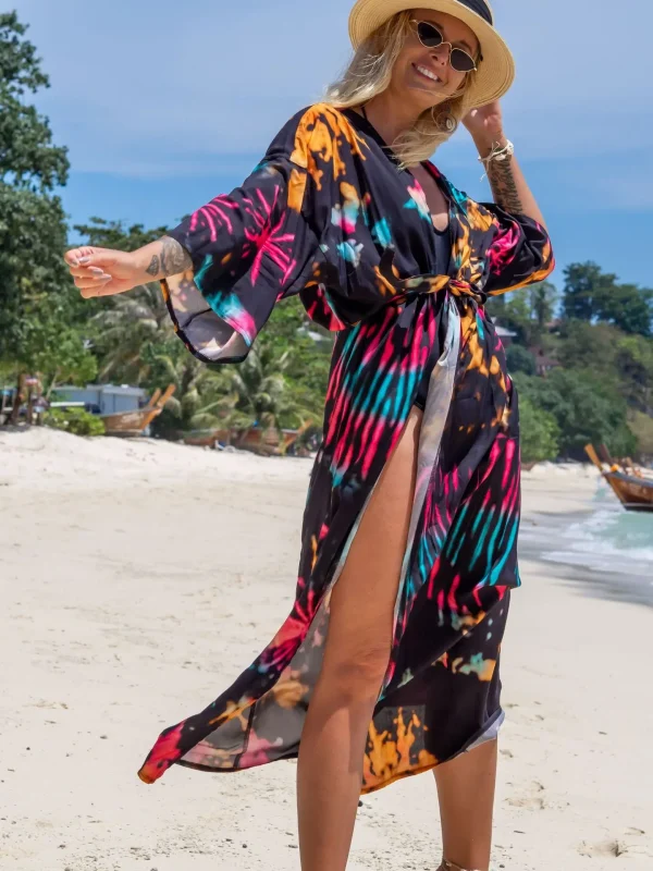 Elegant Cover Up Printed Kimono for Sea Boho Cover up Long Swimsuit - Image 5