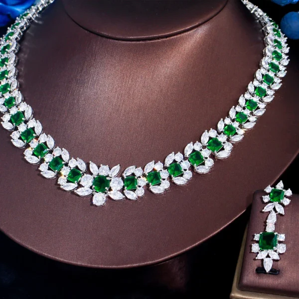 Elegant Cubic Zirconia Dubai Nigerian Bridal Wedding Necklace Earrings Banquet Jewelry Set - Image 6