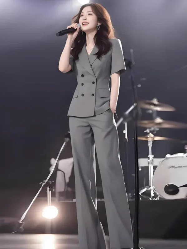 Elegant Double Breasted Blazer Trouser Office Style Two-piece set - Image 5